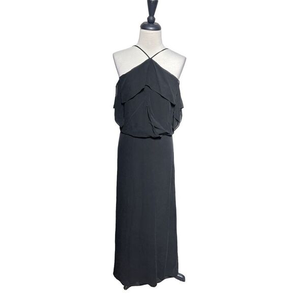 BCBGMaxazria Sleeveless Long Black Silk Cocktail Dress Size 4 - Picture 1 of 5
